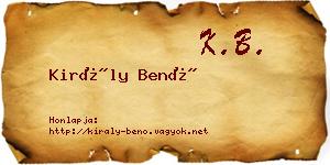 Király Benő névjegykártya