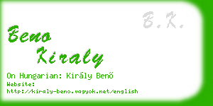 beno kiraly business card